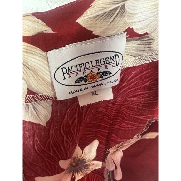 NWT Pacific Legend Hibiscus Red & White Hawaiian Ruffle Long Muumuu Dress XL - Picture 11 of 16